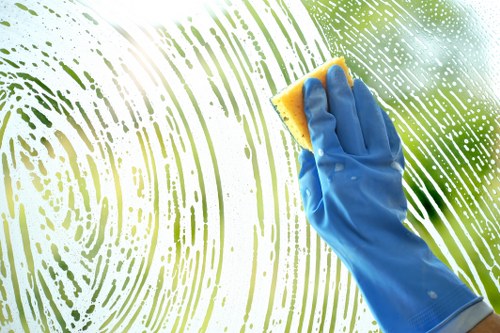 Carpet cleaning team preparing equipment with safety focus